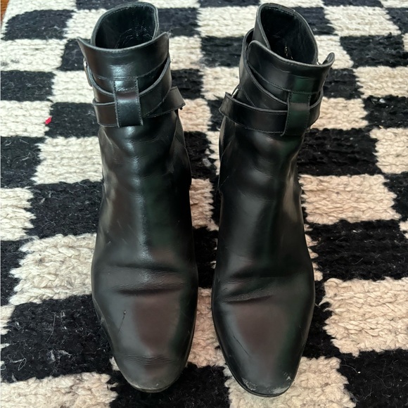 SAINT LAURENT Black calfskin leather Blake 40 jodhpur ankle boots 36.5 - Picture 3 of 8